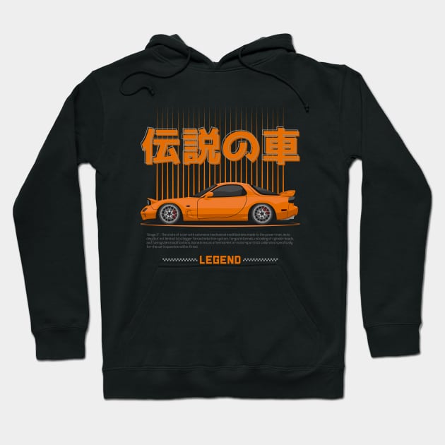 Midnight Racer Orange FD3S RX7 JDM Hoodie by GoldenTuners